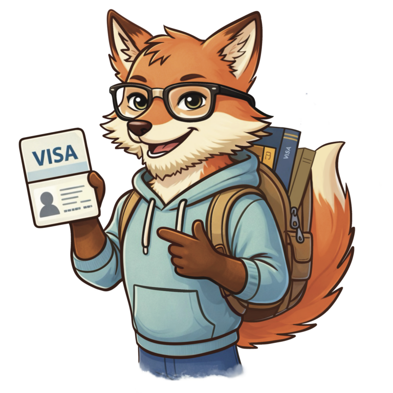 VisaNerd fox holding a visa